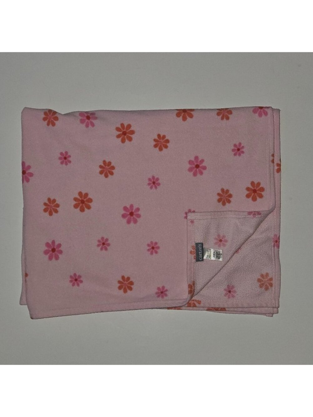 Carter's Pink Orange Flowers Fleece Baby Blanket 26x33 HTF